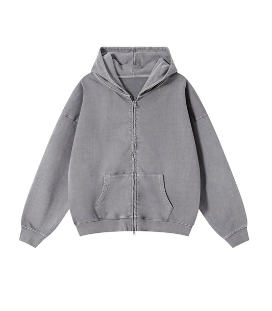 STONE VINTAGE WASH ZIP HOODIE